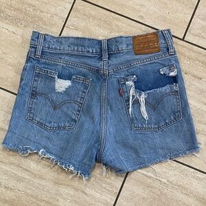 Levi's Blue Ripped Jean Shorts